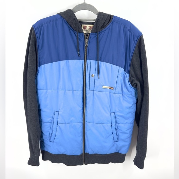 Volcom Scout Mens Puffer Jacket Size M Blue Full Zip Colorblock Hoodie Coat Vtg - Picture 11 of 11